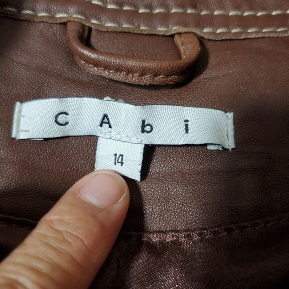 Cabi Brown Soft Leather Jacket With Contrast Stitches Size Medium - Picture 6 of 8